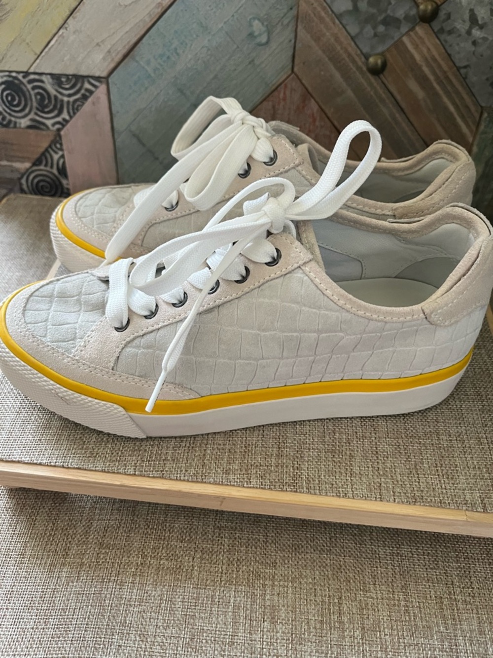 rag & bone Cream White Sneakers with Yellow Accent - Picture 7 of 9